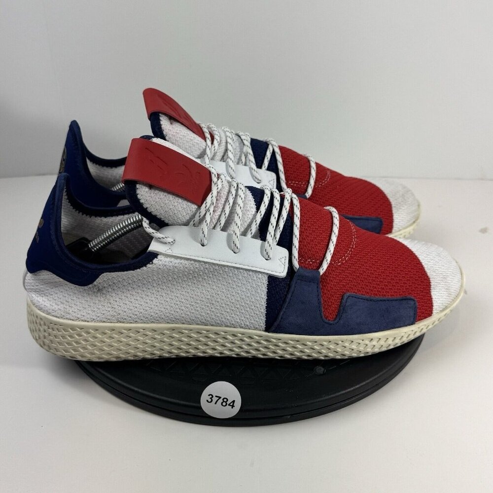 Adidas Pharrell Tennis HU Billionaire Boys Club Mens Size 13  White Red Sneakers - Picture 1 of 8